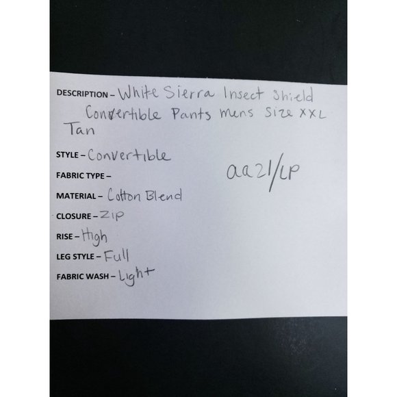 White Sierra Insect Shield Convertible Pants Men's Size XXL Tan - Picture 7 of 8